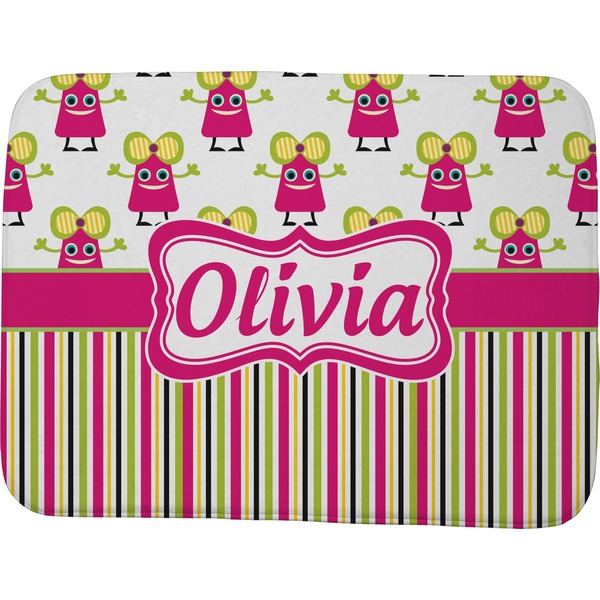 Pink Monsters & Stripes Memory Foam Bath Mat 48 X 36