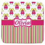 Pink Monsters & Stripes Memory Foam Bath Mat - 48"x48" (Personalized)