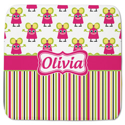 Pink Monsters & Stripes Memory Foam Bath Mat - 48"x48" (Personalized)