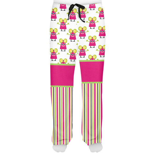 Pink Monsters & Stripes Men's Pjs Front - on model