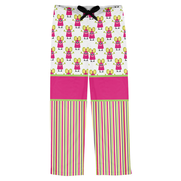 Custom Pink Monsters & Stripes Mens Pajama Pants - XL