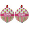Pink Monsters & Stripes Metal Ball Ornament - Front and Back