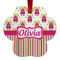 Pink Monsters & Stripes Metal Paw Ornament - Double Sided w/ Name or Text
