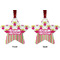 Pink Monsters & Stripes Metal Star Ornament - Front and Back