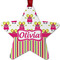 Pink Monsters & Stripes Metal Star Ornament - Front