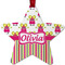 Pink Monsters & Stripes Metal Star Ornament - Double Sided w/ Name or Text