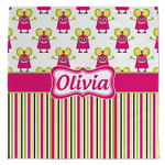 Pink Monsters & Stripes Large Microfiber Dish Rag (Personalized)