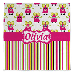 Pink Monsters & Stripes Microfiber Dish Towel (Personalized)