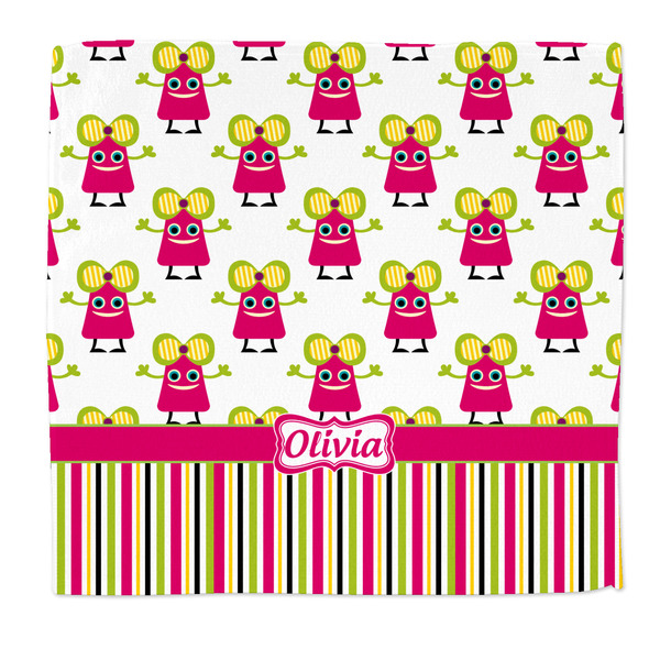 Custom Pink Monsters & Stripes Microfiber Dish Rag (Personalized)