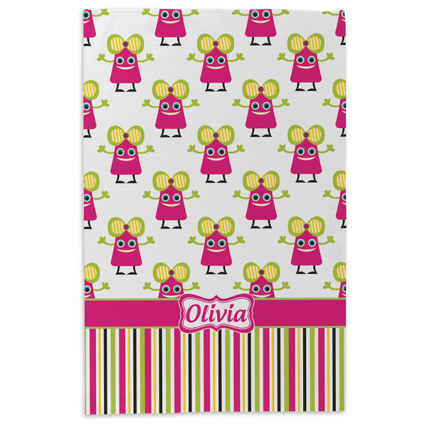 Pink Monsters & Stripes Microfiber Dish Towel - APPROVAL