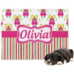 Pink Monsters & Stripes Dog Blanket (Personalized)