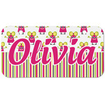 Pink Monsters & Stripes Mini/Bicycle License Plate (2 Holes) (Personalized)