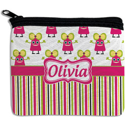 Pink Monsters & Stripes Rectangular Coin Purse (Personalized)