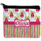 Pink Monsters & Stripes Neoprene Coin Purse - Front