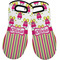 Pink Monsters & Stripes Neoprene Oven Mitts - Set of 2 w/ Name or Text