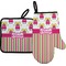 Pink Monsters & Stripes Oven Mitt & Pot Holder Set w/ Name or Text