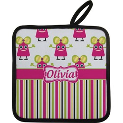 Pink Monsters & Stripes Pot Holder w/ Name or Text