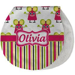 Pink Monsters & Stripes Burp Pad - Velour w/ Name or Text
