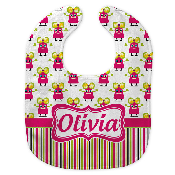 Pink Monsters & Stripes New Bib Flat Approval
