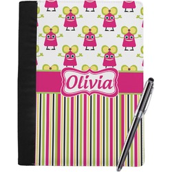 Pink Monsters & Stripes Notebook Padfolio - Large w/ Name or Text