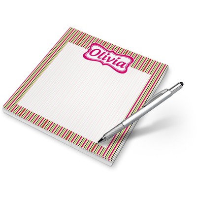 Pink Monsters & Stripes Notepad (Personalized)