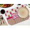 Pink Monsters & Stripes Octagon Placemat - Single front (LIFESTYLE) Flatlay