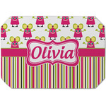 Pink Monsters & Stripes Dining Table Mat - Octagon (Single-Sided) w/ Name or Text