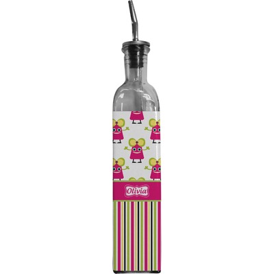 Pink Monsters & Stripes Oil Dispenser Bottle (Personalized)