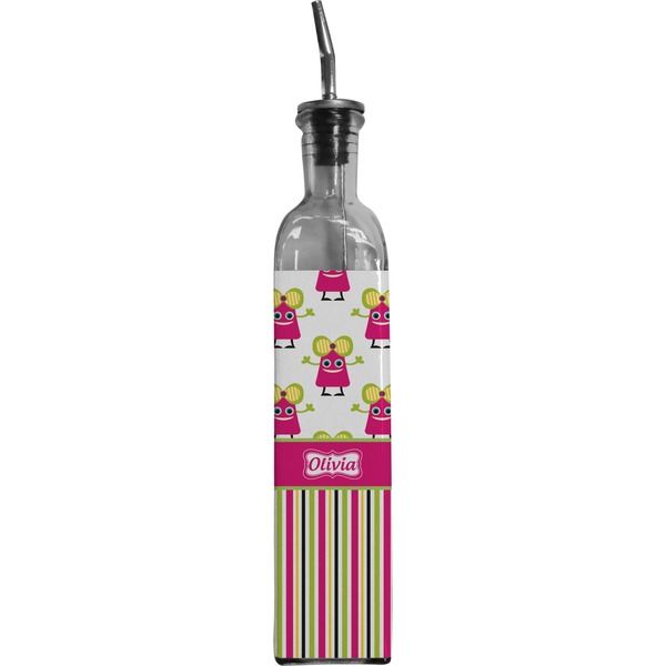 Custom Pink Monsters & Stripes Oil Dispenser Bottle (Personalized)