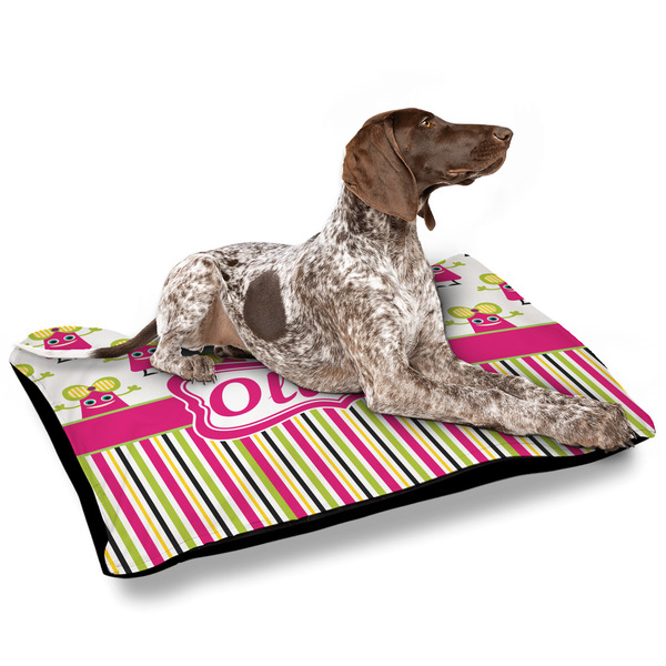 Pink Monsters & Stripes Outdoor Dog Beds - Large - IN CONTEXT
