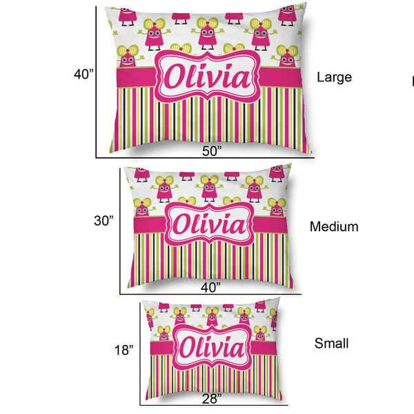 Pink Monsters & Stripes Outdoor Dog Beds - SIZE CHART