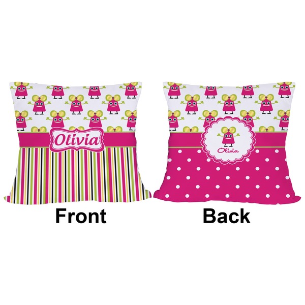 Pink Monsters & Stripes Outdoor Pillow - 20x20