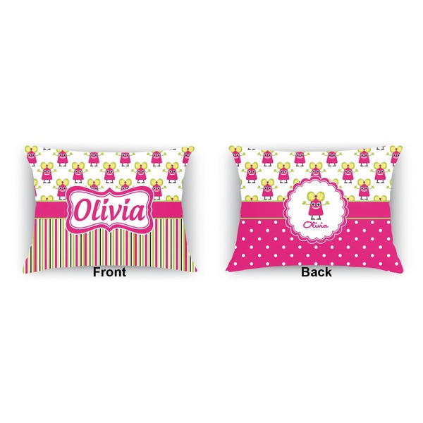 Pink Monsters & Stripes  Outdoor Rectangular Throw Pillow (Front and Back)