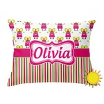 Pink Monsters & Stripes Outdoor Throw Pillow (Rectangular) (Personalized)