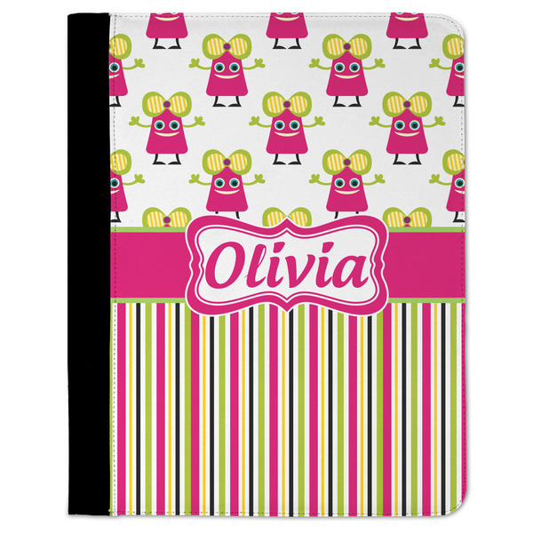 Custom Pink Monsters & Stripes Padfolio Clipboard (Personalized)