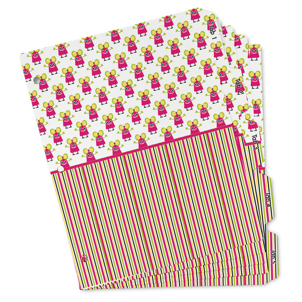 Custom Pink Monsters & Stripes Binder Tab Divider - Set of 5 (Personalized)