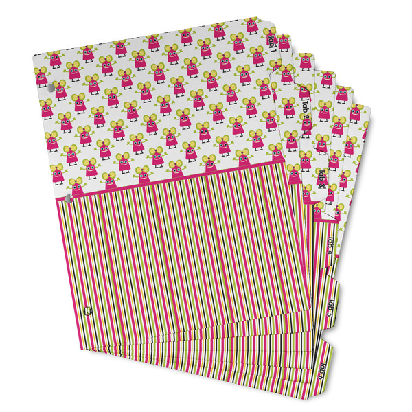 Custom Pink Monsters & Stripes Binder Tab Divider - Set of 6 (Personalized)