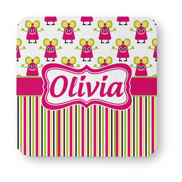 Pink Monsters & Stripes Paper Coasters - Approval