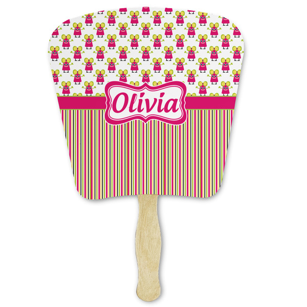 Custom Pink Monsters & Stripes Paper Fan (Personalized)