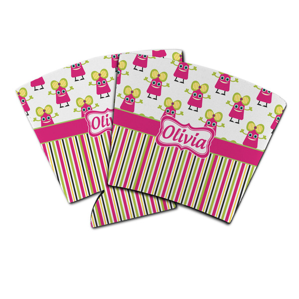 Custom Pink Monsters & Stripes Party Cup Sleeve (Personalized)