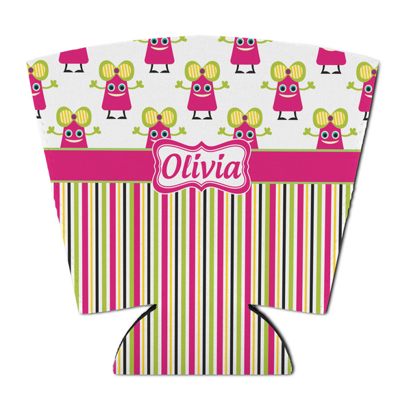 Pink Monsters & Stripes Party Cup Sleeves - with bottom - FRONT