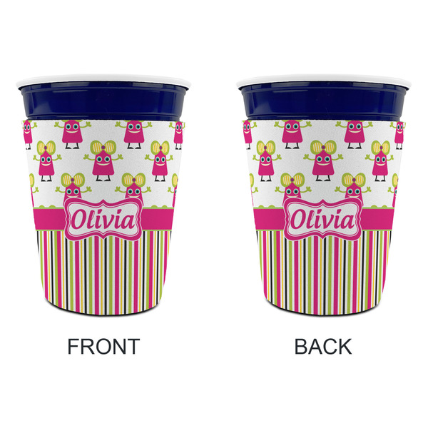 Pink Monsters & Stripes Party Cup Sleeves - without bottom - Approval