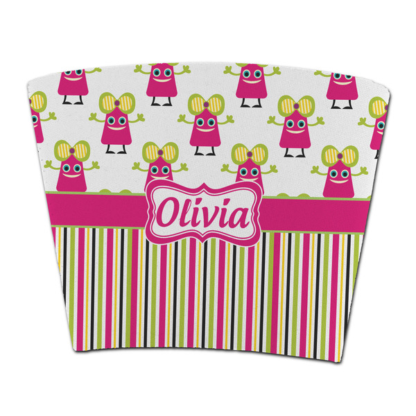 Custom Pink Monsters & Stripes Party Cup Sleeve - without bottom (Personalized)