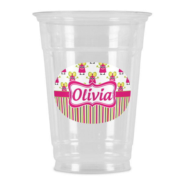 Custom Pink Monsters & Stripes Party Cups - 16oz (Personalized)