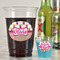 Pink Monsters & Stripes Party Cups - 16oz - In Context
