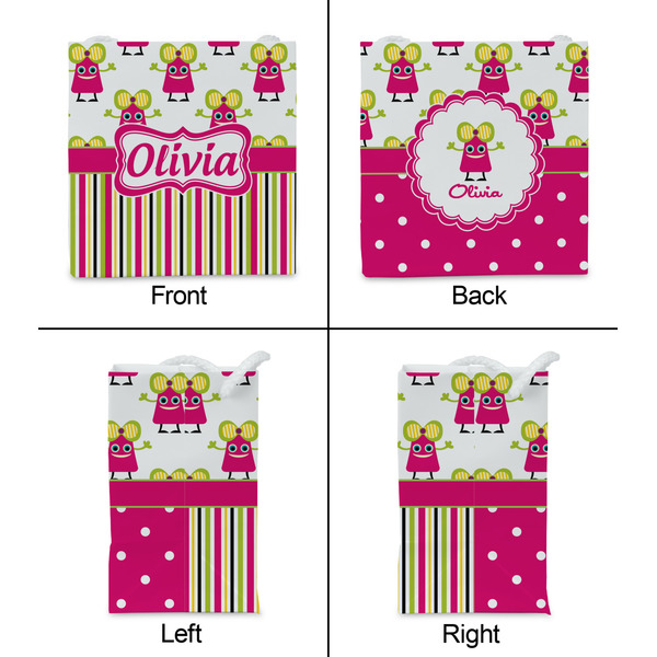 Pink Monsters & Stripes Party Favor Gift Bag - Gloss - Approval