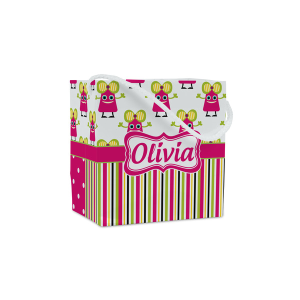 Custom Pink Monsters & Stripes Party Favor Gift Bags (Personalized)