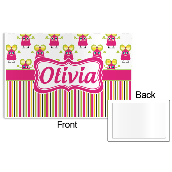 Pink Monsters & Stripes Disposable Paper Placemat - Front & Back