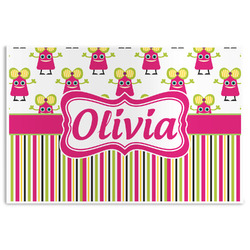 Pink Monsters & Stripes Disposable Paper Placemats (Personalized)