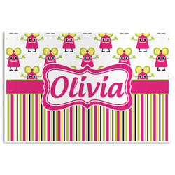 Pink Monsters & Stripes Disposable Paper Placemats (Personalized)